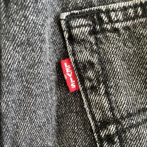 Levi's 501s Premium Denim Washed Black Grey Cut Off Distressed Jean Shorts - Picture 3 of 7